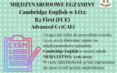EGZAMINY CAMBRIDGE ENGLISH W LO2